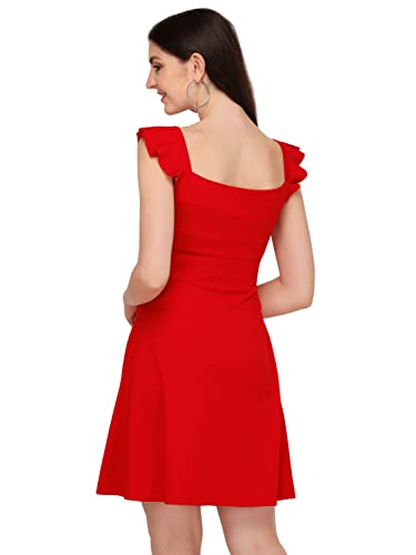 Image of Mehrang Fashion Western Dress || Stretchable Solid Sleeveles Frill Dress for Women || Western Dresses for Women || Dress for Women|| Summer Short Dresses for Women