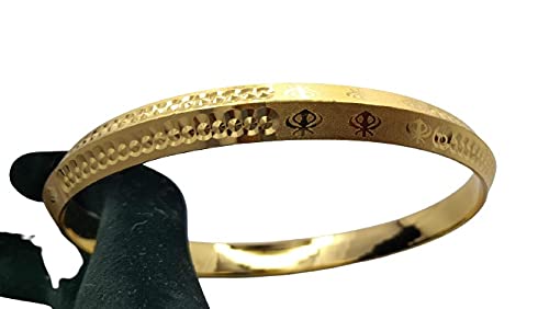 LUXURY SONS 22K IP Rhodium Gold Plated Glossy Punjabi Sikh Kada For Mens & Boys