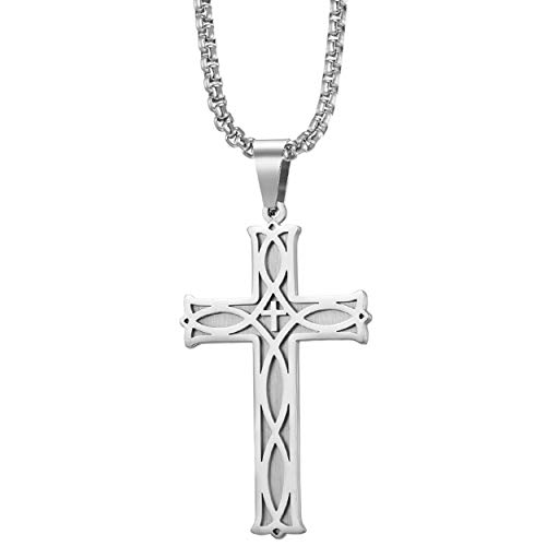 Rehoboth Men's Irish Celtic Knot Cross Pendant Necklace for Womens Mens Stainless Steel 24