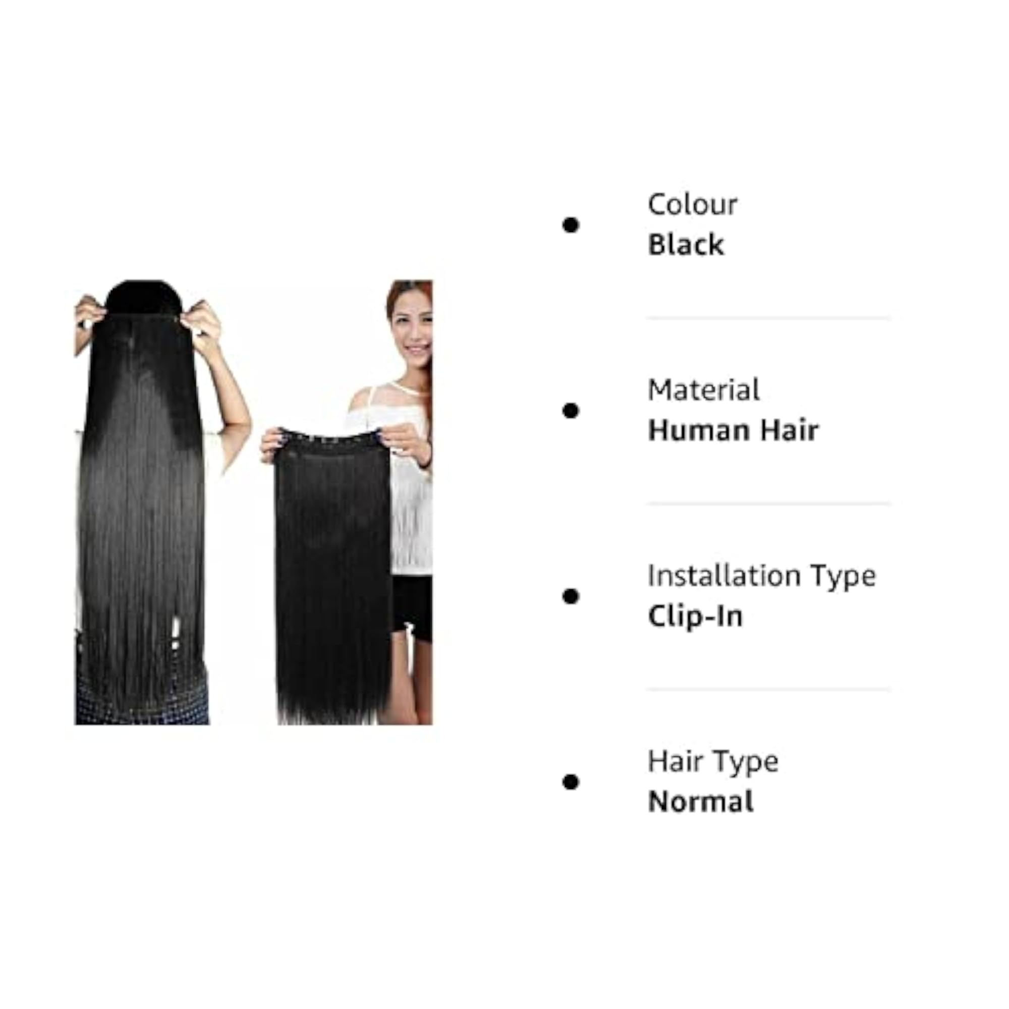 5 Clip-Based Synthetic Straight Hair Extension, 24 Inches