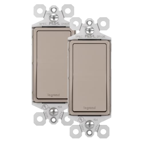 Legrand - Pass &amp; Seymour 15 Amp Light Switch with Rocker Wall Switch, Nickel Single Pole Rocker Light Switch, TM870NICC10, 1 Count (Pack of 2)