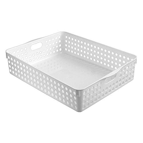 イノマタ化学 小物収納 ストックバスケット A4 ホワイト 4570 26.4×35.3×8.1cm