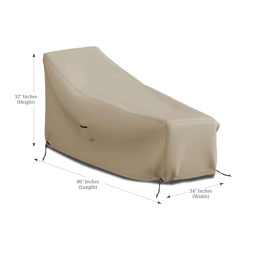 Covers & all Chaise Lounge Cover, Chair Couch Sofa protector, Patio Pool Garden Lawn furniture, with Air Vents & Drawstrings, 12 Oz Waterproof, UV & Weather Resistant (80