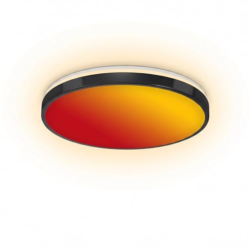 Horevo Plafonnier Bluetooth avec Haut Parleur, Plafonnier LED Noir Moderne de 40cm (Fonction de Changement de Couleur RVB, Télécommande, Ddapté Aux Salons,...