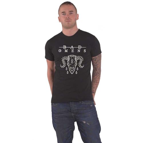 Bad Omens T Shirt Ram Skull Band Logo Nouveau Officiel Unisex Noir Size XL