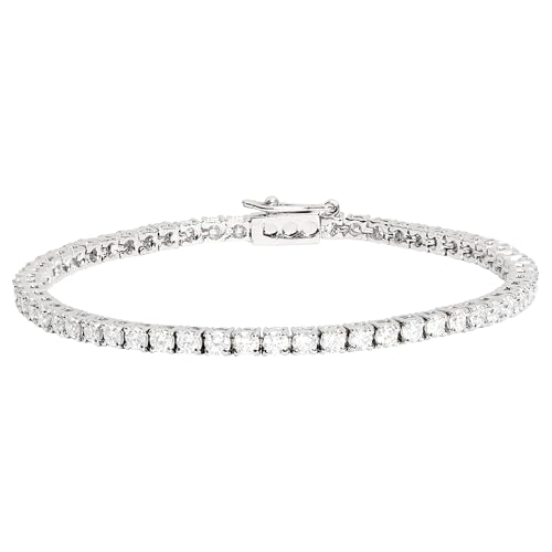10 Carat Lab Grown Diamond Tennis Bracelet | D Color, VVS1 Clarity | 4-Prong Setting | 14K White Gold | 7.5 Inch | Certified Real Diamonds