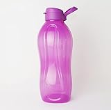 FLASCHE Tupperware to Go Eco Easy Trinkflasche 2L Lila Clipverschluss und mit Henkel + Hängelöffel Limette