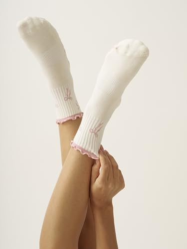 Image of Shapes Studio Half Calf Grip Socks, Cute Fruit Pilates Socks, Ruffle Socks, Non-Slip for Barre Yoga