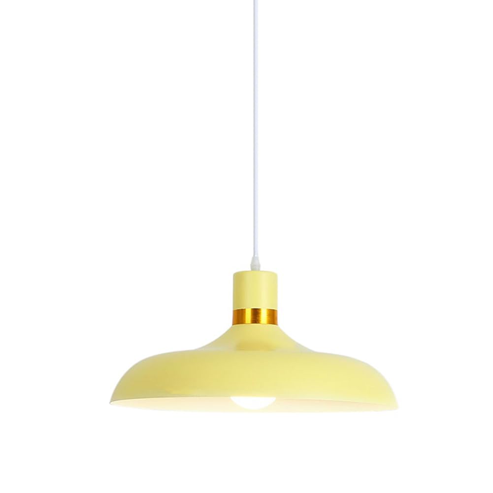 Suspension moderne et colorée jaune en métal pour îlot de cuisine
