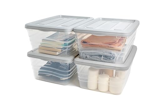 La Mejor Lista de Cajas de Plastico Bodega Aurrera para comprar hoy. 48 JOY Caja de almacenamiento de Plástico con Tapa, Paquete de 4, Capacidad de 16 Litros, Cajas Apilables para Organizar el Armario, Suministros Escolares (40x27x16 cm)