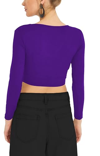Image of THE BLAZZE Women's Cotton Stylish Stretchable Deep V Neck Long | Full Sleeve Regular Fit Westen Wear Crop Top for Women L581