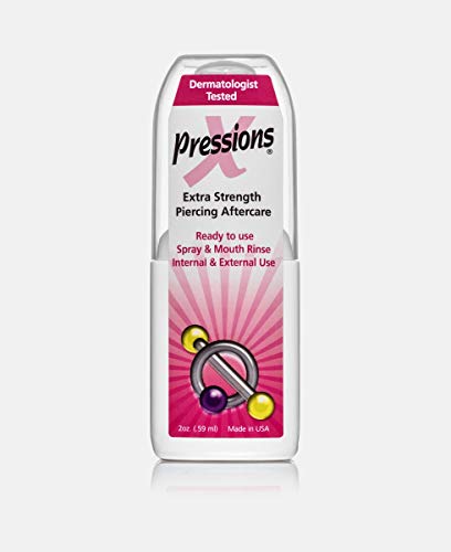Tattoo Goo X-Pressions Extra Strength Piercing Aftercare Spray, Antiseptic Spray for Oral and Dermal Piercings, Sodium and Alcohol-Free, Peppermint Flavor - 2 oz