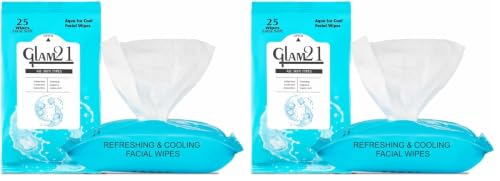 Image of Glam21 Facial Wipes | Super-Soft, Moisturizing & Refreshing | Effectively Cleans Dust, Dirt & Impurities | Gentle Daily Use Makeup Wipes | Pack of 50 PCS- Aqua Ice
