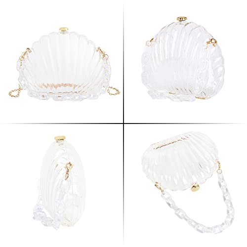 Image of Women Seashell Evening Bag Purse Mermaid Chain Strap Clutch Handbag Shoulder Bag | Seashell