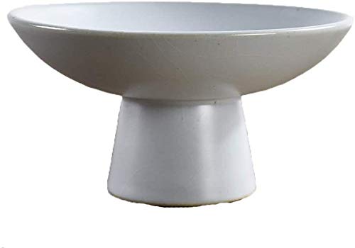 Assiette de Fruits Fruit Bowl Fruit Basket Simple Creative en céramique Ronde de Haut Pied Retro Living Room Decoration Fruit Plate Snack Fruits Bol (Color : White, Size : Small)