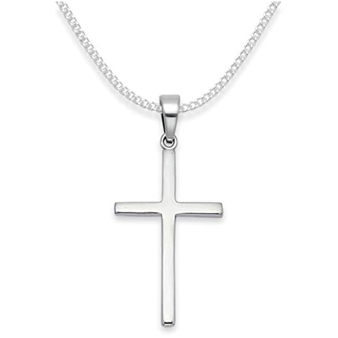 Sterling Silver Cross Necklace with Chain Cover