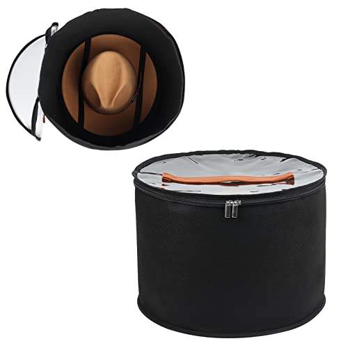 Goklmn Caja de sombrero redonda plegable con tapa, caja de sombrero grande, organizador decorativo para mujeres y hombres, puede almacenar varios tipos de sombreros, 45.7x11 pulgadas, color negro Cover