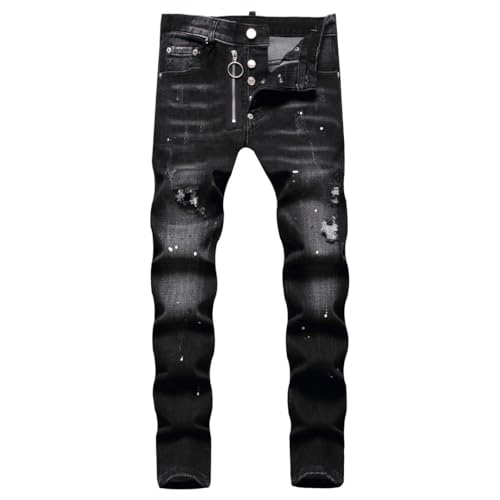 Jean long déchiré pour homme en toile stretch premium coupe ajustée skinny référence 1056