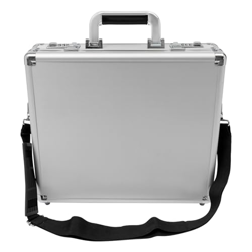 Locking Briefcase, Metal Briefcase w/Strap, Hard Aluminum Carrying Case for Documents/Laptops/Cell Phones