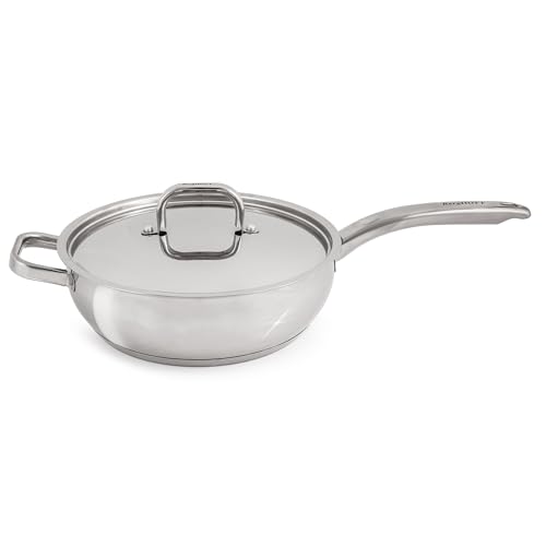 Best Berghoff Stainless Steel Cookware 9 Berghoff Belly Shape 18/10 Stainless Steel 9.5 inches Deep Skillet 3.2qt.