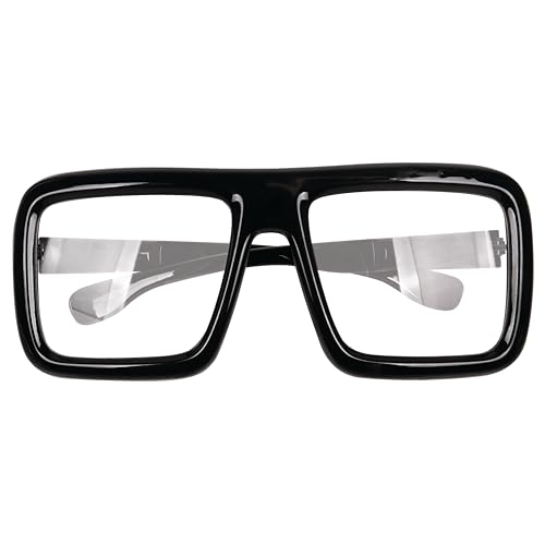 Giraffe Manufacturing Big Fake Glasses Black Oversized - Thick Nerd Square Super Hero Glasses Frame For Men and Women - Non Prescription Halloween Cosplay Apparel Fashion Dress up Accessory Outfit