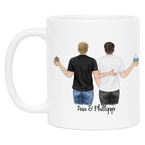 Kiddle-Design Schwules Paar Tasse Personalisiert mit Namen LGBT Pärchen Brautpaar Geschenk Beste Freunde Individuelle Kaffeetasse