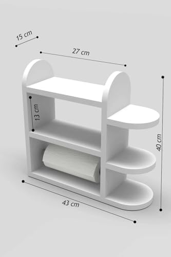 Reyo Ahşap Mutfak Düzenleyici Raf, 3 Katlı, Baharatlık ve Kağıt Havluluk, Çam - Görsel 2