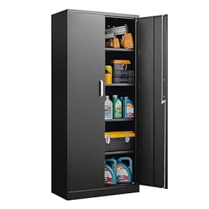 Garage Storage Cabinet with 2 Lockable Doors, Adju...