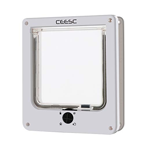 CEESC Cat Doors, Magnetic Pet Door with Rotary 4 Way Lock for Cats, Kitties and Kittens, Upgraded Version (Medium, White… - Image 4