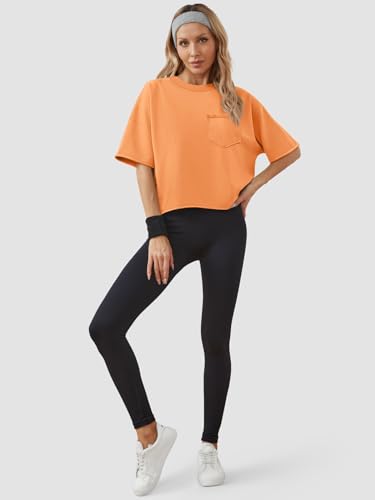 Image of ATHMILE Womens Crop Tops Workout Shirts Gym Oversized Spring Summer Basic Tees Short Sleeve Casual Loose Drop Shoulder 2026