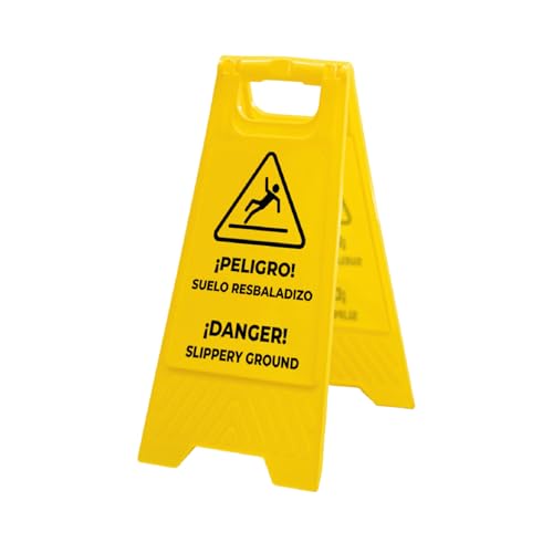 Señal de Suelo Mojado en Caballete, Cartel Suelo Mojado, Cartel de Aviso Plegable - Prevención y Seguridad - Caballete Señalización Suelo Resbaladizo, Señal de Suelo Mojado - 62cm (1)