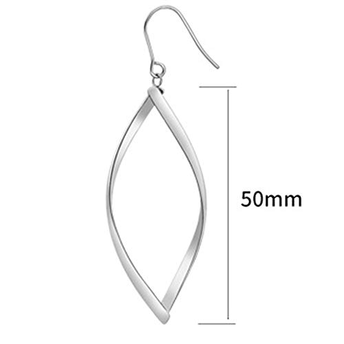 Stainless Steel Rhombic Wave Shaped Simple Plain Dangle Earrings3
