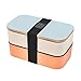 Bento Box Well Sky Blue Print Bento, lonchera a prueba de fugas de doble capa para microondas