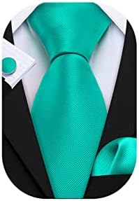 Barry.Wang Men Ties Plain,Solid Colors Handkerchief and Cufflink Necktie Set Formal Wedding Business