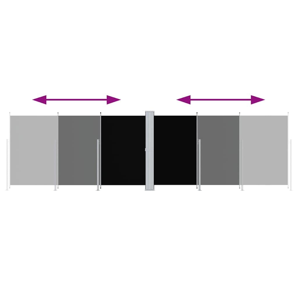 Toldo lateral extensible, negro, 180 x 600 cm, resistente a los rayos UV, resistente al agua, resistente al viento, para jardín, balcón, terraza, con función de enrollado automático, plegable