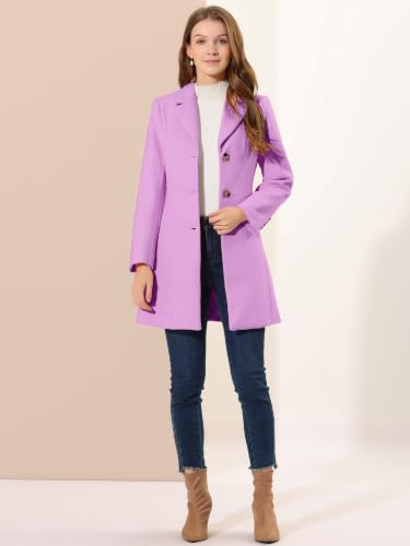 Image of Allegra K Womens Winter Elegant Pea Coat 2026 Single Breasted Long Overcoat | Notch Lapel Collar, Warm, Work Office Trench Coats,Outwear Outfit