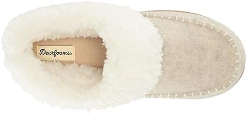 Dearfoams Women's Nyla Felted and Plaid Moc Toe Clog Slipper, Oatmeal, 11-12 | Image 4