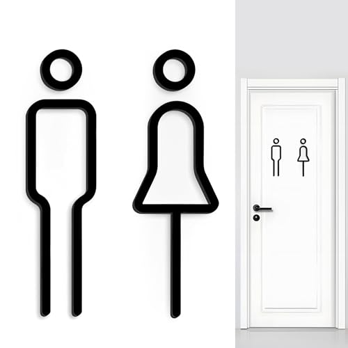 Moderno cartel negro autoadhesivo con símbolo de hombres y mujeres, elegante placa de acrílico para puerta de inodoro, como decoración de invitados y puerta de aseo en áreas privadas y públicas