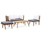 ❤Nuestro conjunto de sofás de jardín de madera será una elección perfecta para tomar un café o para descansar.