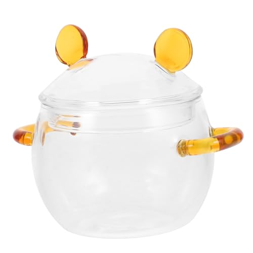 ARTSEWPLY Hitzebeständiger Glas Kochtopf Borosilikat Glas Suppentopf mit Deckel Transparenter Nudel Eintopfkocher Vielseitiger Kleiner Kochtopf für Tägliches Kochen
