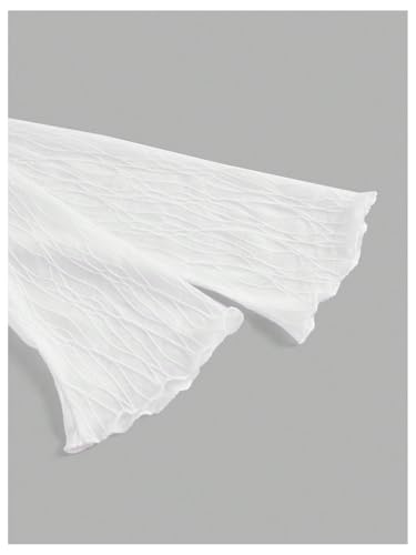 Milumia Women's Textured V Neck Tie Front Ruffle Trim Long Sleeve Mesh Cardigans4