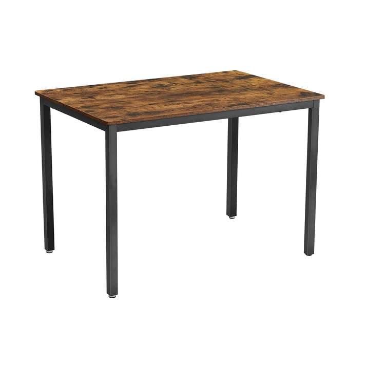 VASAGLE Dining Table Kitchen Table 70 x 110 x 77 cm Dining Table for 4 People Living Room Desk for Dining Room Kitchen Industrial Rustic Brown and Black KDT081B01