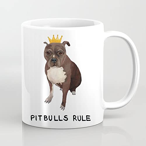 Misaavi Pitbulls Rule 11oz 325 ml Ceramic Coffee Mug Pet Lover Dog Owner Pitbull Bread Dog My Life My Rule Mug Fathers Day Birthday.