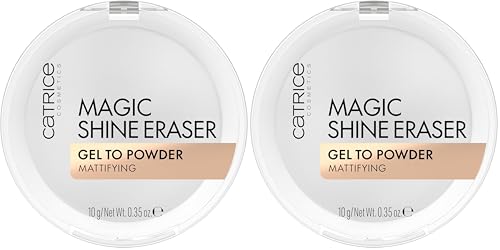 Catrice Magic Shine Eraser Gel To Powder, Nr. 010, Transparent, mattierend, porenverfeinernd, natürlich, für Mischhaut, vegan, ölfrei, ohne Parfüm, ohne Alkohol, 2er Pack (10g)