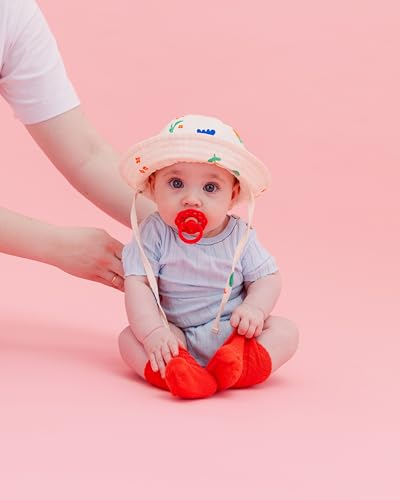 Image of BIBS Boheme Pacifier, 0-6 Months, 2-Pack, Round Nipple, Vanilla /Candy Apple | Round Natural Rubber Nipple | Size 1 | BPA-Free | Made in Denmark | High Nipple Acceptance | Airflow Holes | Comfort Shield