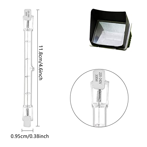 YuZhou 4 Pcs 10x118mm J118 R7s Linear Halogen Floodlight Tungsten 300W Double Ended Floodlight Bulbs Tungsten Halogen Bulb Dimmable Security Light Bulb Halogen Lamp Bulb Diall Liner Lamps - Image 2
