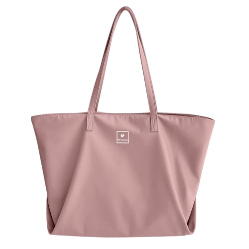 Sac à provisions en nylon pour femme rose grand format porté épaule pour le quotidien