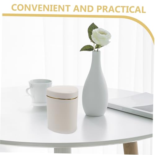 Mini papelera de mesa blanca con tapa de presión miniatura 3