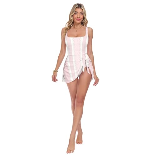 Maillot de bain une pièce réglable rose pour l'été et la plage