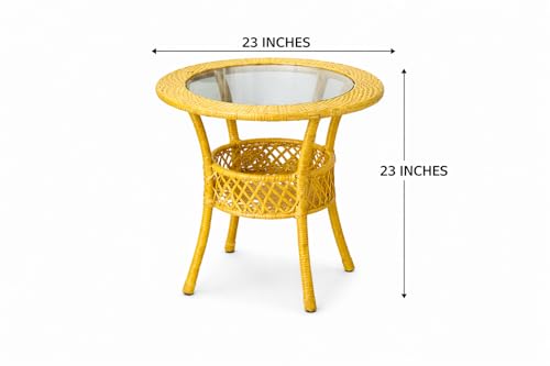 Image of India Garden Patio Seating Chair and Table Set Outdoor Balcony Garden Coffee Table Set Furniture with Table and Chairs Set (Honey with Red Cushion 2+1)